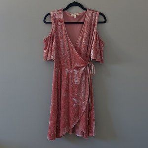Dusty Rose Velvet Wrap Dress